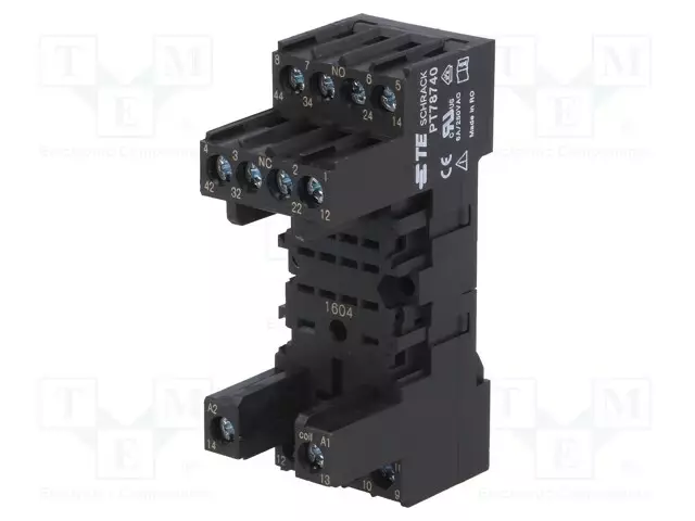 RELEKANTA - PIN: 14 - 12A - 250VAC - DIN-KISKOLLE - RUUVIPURISTIMET - PT - Releiden lisätarvikkeet - PT78740 - 1