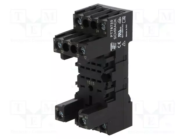 RELEKANTA - PIN: 8 - 12A - 250VAC - DIN-KISKOLLE - RUUVIPURISTIMET - PT - Releiden lisätarvikkeet - PT78720 - 1