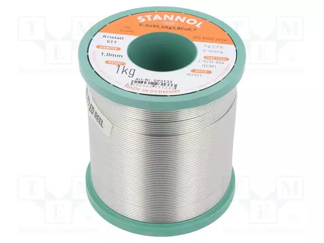 LYIJYTÖN TINA - SN95,5AG3,8CU0,7 - 1MM - 1KG - KELA - 217°C - Juotostinat ja muut juotosaineet - SN955K5111.01.0 - 1