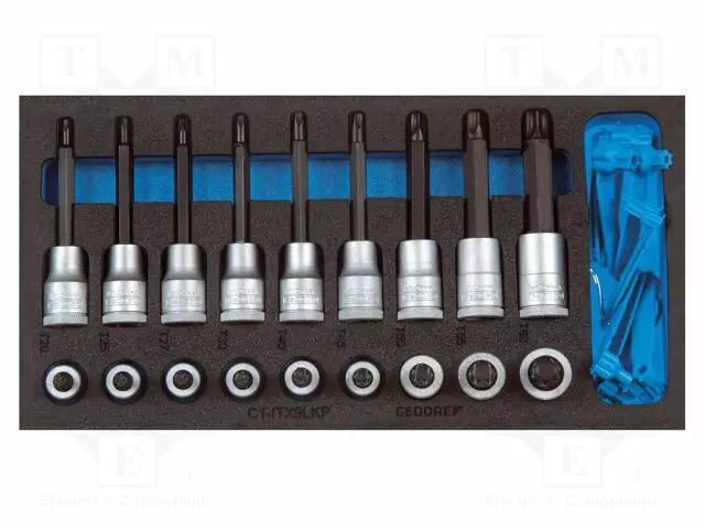 TOOLS SET: SOCKET BITS - IN A FOAM TRAY - TORX® - TOOL TROLLEY - 1/2" - Hylsyavainsarjat - GEDORE-2308940 - 1
