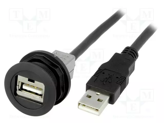 USB-PISTORASIA - 22MM - HAR-PORT - Ø22,3MM - IP20 - MUSTA - PIT: 0,5M - Taulukytkimien lisävarusteet - 09454521960 - 1