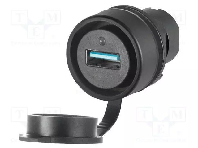 USB-PISTORASIA, 3.0 A/A - 22MM - 46 - Ø22,3MM - PANEELIASENNETTAVA - MUSTA - Taulukytkimien lisävarusteet - 46-2Y49.101C.000 - 1