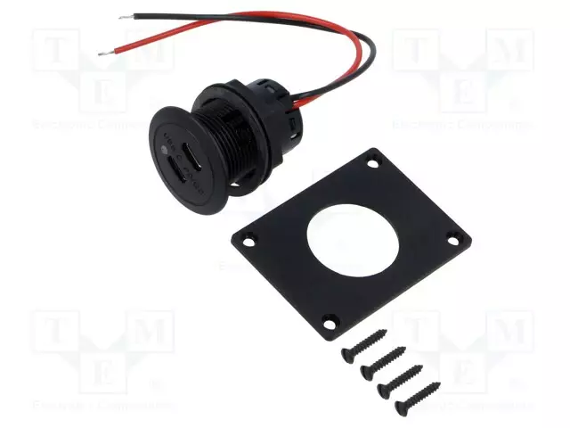 USB VIRTALÄHDE - USB C RASIA,USB C POWER DELIVERY - 3A - MUSTA - Autopistokelaturit ja virtalähteet - PROCAR-67362500 - 1