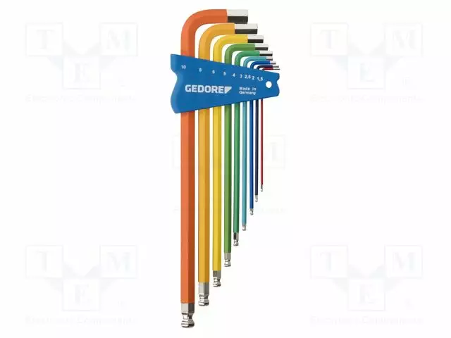 WRENCH: HEX KEY-SET - SPHERICAL - 9PCS. - Kuusiokolo- ja TORX avaimet - GEDORE-3297470 - 1