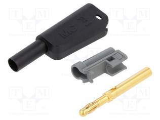 LABORATORY CONNECTOR: 4MM BANANA - 32A - 1KV - MUSTA - GOLD-PLATED - Banaaniliittimet 4mm - SLQ-4A-46-21 - 1