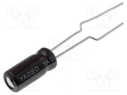 ELEKTROLYYTTIKONDENSAATTORI - THT - 47UF - 35VDC - Elektrolyyttikondensaattorit - pysty - SE035M0047-0511 - 1