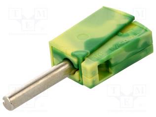LABORATORY CONNECTOR: 4MM BANANA - PLUG - 20A - 42V - KELTAINEN-VIHREÄ - Banaaniliittimet 4mm - WGO-215911 - 1