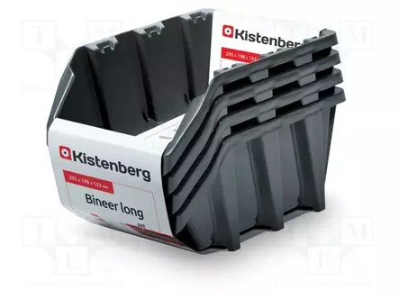 SÄILIÖ: KYVETTI - MUSTA - PITKÄ - 295X198X133MM - 4KPL - KBILS30 - BINEER - Säiliöt ja rasiat - KBILS30-S411 - 1