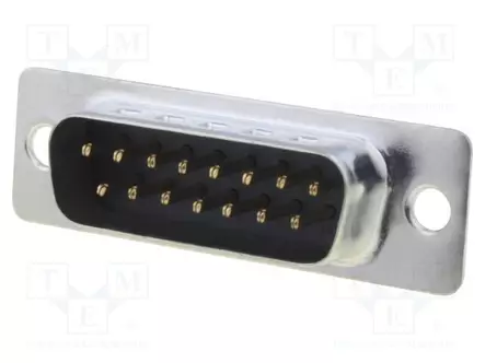 D-SUB LIITIN - PIN: 15 - PISTORASIA - UROS - SUORA - THT - 5AOHM - D liittimet - DA15-PT-1 - 1