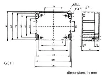 KOTELO ABS-MUOVIA 115x90x55mm TIIVIS SISÄKKEILLÄ - Kotelot - G-sarja - G311 - 1