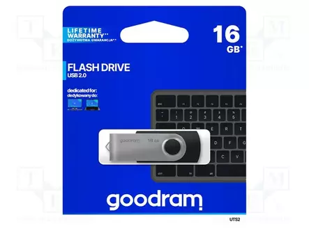 PENDRIVE - USB 2.0 - 16GB - R: 20MB/S - W: 5MB/S - MUSTA - USB A - USB muistit - UTS2-0160K0R11 - 1