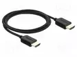 KAAPELI - HDMI-PISTOKE,MOLEMMIN PUOLIN - TEKSTIILI - PIT: 1M - MUSTA - HDMI, DVI, DisplayPort johdot - DELOCK-81681 - 1