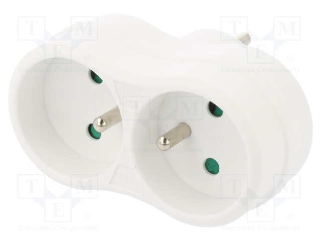 AC LIITIN-HAAROITIN - 2P+PE - 250VAC - 16A - VALKOINEN - AC liittimet ja rungot - W-97741 - 1