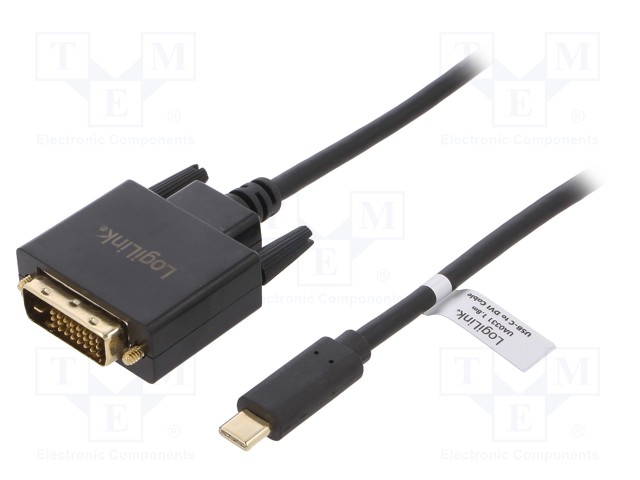 ADAPTERI - DVI-D (24+1) PISTOKE,USB C PISTOKE - 1,8M - MUSTA - USB kaapelit ja adapterit - UA0331 - 1