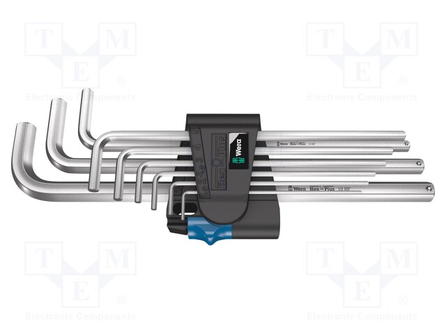 WRENCH: HEX KEY-SET - HEX PLUS - WITH HOLDING FUNCTION - 9PCS. - Kuusiokolo- ja TORX avaimet - WERA.05022130001 - 1