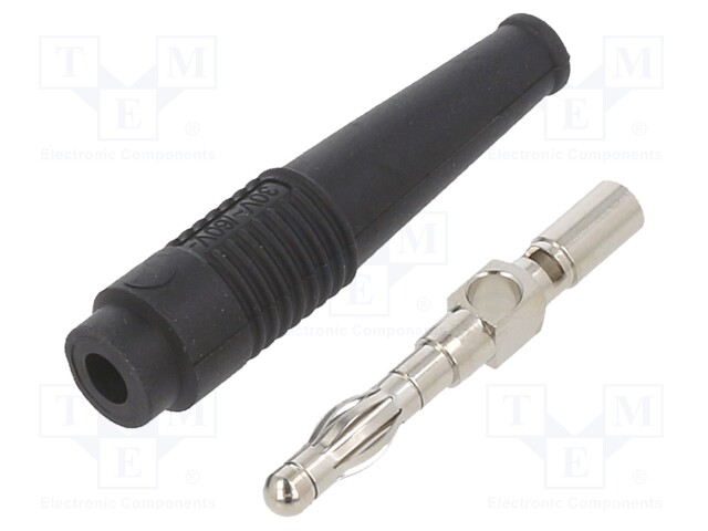 BANAANILIITIN 4MM - PISTOKE - 32A - 30VAC - 60VDC - MUSTA - ERISTÄMÄTÖN - Banaaniliittimet 4mm - L-41-21 - 1