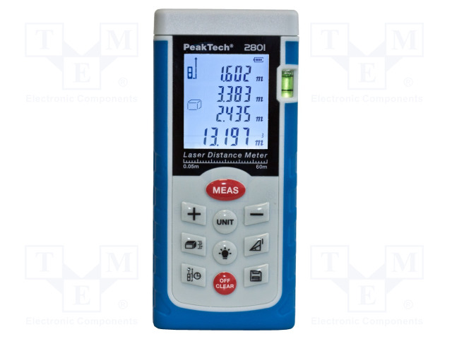 ETÄISYYSMITTARI - LCD - 0,05÷60M - MITT.TARKK: ±2MM - 130G - Etäisyysmittarit - PKT-P2801 - 1