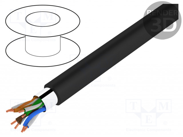 JOHTO - U/UTP - 4X2X24AWG - 5E - RAUTACU - PE - MUSTA - ATK-kaapelit - LAN-UT11 - 1