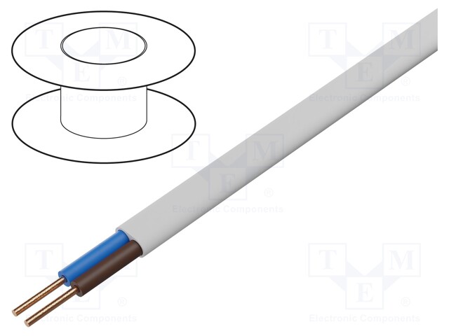 JOHTO - YDY - 2X1MM2 - LITTEÄ - RAUTACU - PVC - VALKOINEN - Virtajohdot metritavara - EK-YDYP-2X1 - 1