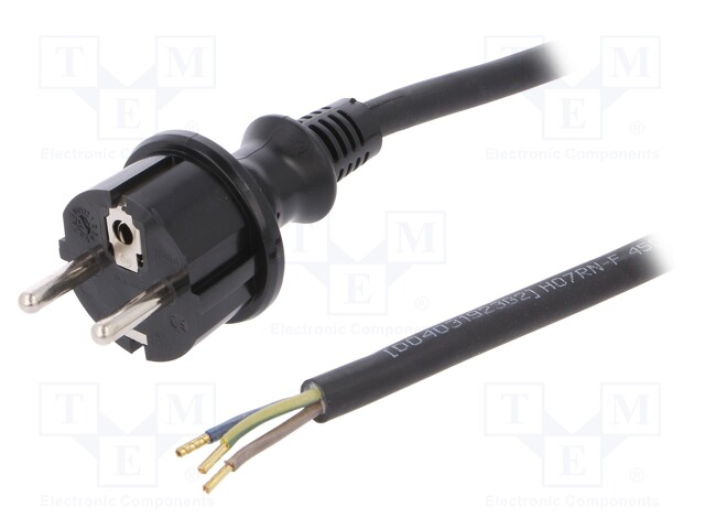 KAAPELI - 3X1MM2 - CEE 7/7 (E/F) PISTOKE,JOHDOT - KUMI - 5M - MUSTA - Tietokone- ja laitejohdot - W-97211 - 1