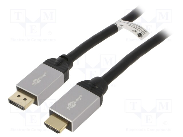 KAAPELI - DISPLAYPORT 1.2,HDMI 2.0 - PVC - PIT: 5M - MUSTA - ALUMIINI - HDMI, DVI, DisplayPort johdot - GOOBAY-PLUS-71971 - 1