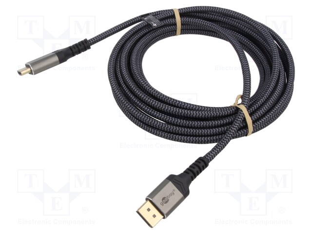 KAAPELI - DISPLAYPORT-PISTOKE,HDMI-PISTOKE - PVC - TEKSTIILI - HDMI, DVI, DisplayPort johdot - GOOBAY-PLUS-65271 - 1