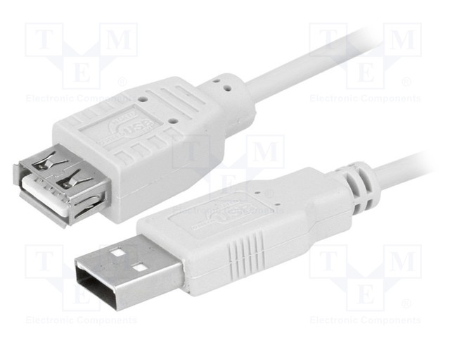 KAAPELI - USB 2.0 - USB A RASIA,USB A PISTOKE - NIKKELÖITY - 3M - USB kaapelit ja adapterit - CU0011 - 1