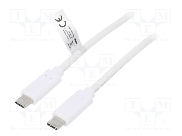 KAAPELI - USB 3.2 - USB C PISTOKE,MOLEMMIN PUOLIN - 1M - VALKOINEN - USB kaapelit ja adapterit - CU0131 - 1