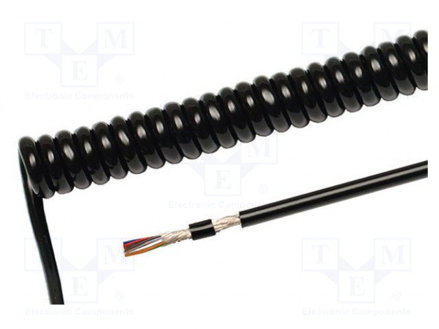 KIERREKAAPELI - 2X0,14MM2 - SUOJATTU,KUPARILANKAPUNOS - PUR - MUSTA - Spiraalikaapelit - HELUKABEL-85901 - 1