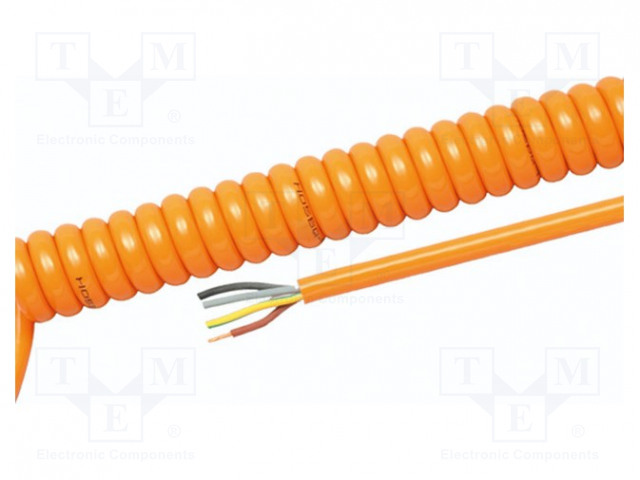 KIERREKAAPELI - H05BQ-F - 4G1MM2 - SUOJAAMATON - PUR - ORANSSI - 1,5M - 6M - Spiraalikaapelit - HELUKABEL-85331 - 1