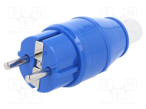 AC LIITIN-UROS - PISTOKE - 2P+PE - 250VAC - 16A - SININEN - PIN: 2 - AC liittimet ja rungot - TYP131 - 1