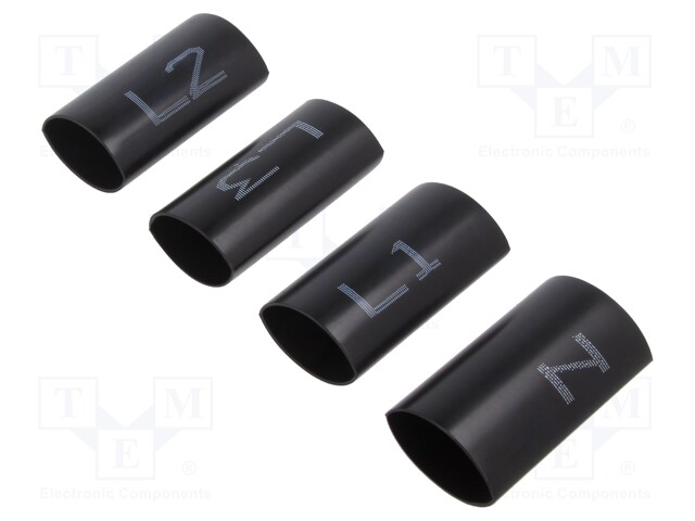 MARKERS - MARKING: L1,L2,L3,N - MUSTA - 50MM - HEAT SHRINKABLE - 50PCS. - Kaapeleiden merkintä - WGE0AI4FJOF01 - 1