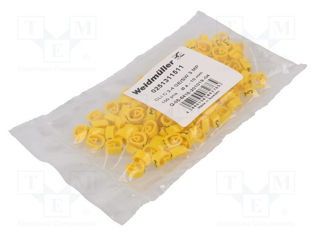 MERKIT - MERKINTÄ: 3 - 4÷10MM - PVC - KELTAINEN - -30÷80°C - CLI C - W: 7MM - Kaapeleiden merkintä - WM-0251311511 - 1