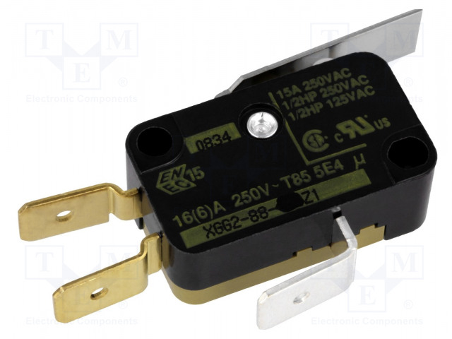 MIKROKYTKIN SNAP ACTION - 16A/250VAC - VIVUN KANSSA - SPDT - ON-(ON) - SANP ACTION mikrokytkimet - XGG2-88-J22Z1 - 1