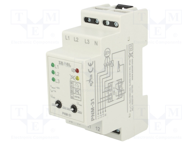 230/400VAC - DIN-KISKOLLE - PNM - SPDT - 250VAC/16A - IP20 - Valvontareleet - PNM-31 - 1