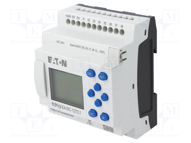 OHJELMOITAVA RELE - IN: 8 - ANALOG.-SYÖTÖT: 4 - ANALOG.LÄHTÖ: 0 - OUT: 4 - Ohjelmoitavat releet - EASY-E4-DC-12TC1 - 1