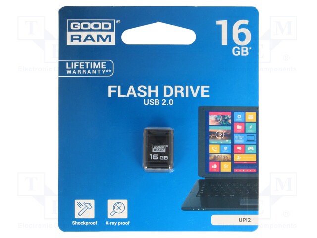 PENDRIVE - USB 2.0 - 16GB - R: 20MB/S - W: 5MB/S - MUSTA - USB muistit - UPI2-0160K0R11 - 1