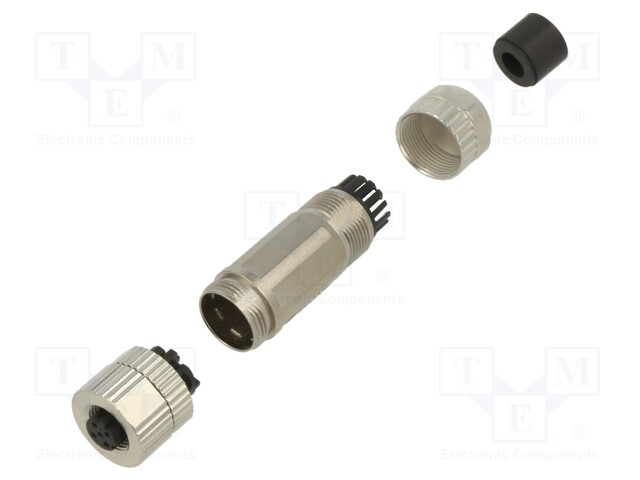 PISTOKE - M12 - PIN: 4 - NAARAS - D-KOODI-ETHERNET - JOHTOON - IP65 - 250V - M12 liittimet - SM12-PVZ-D4W-1 - 1