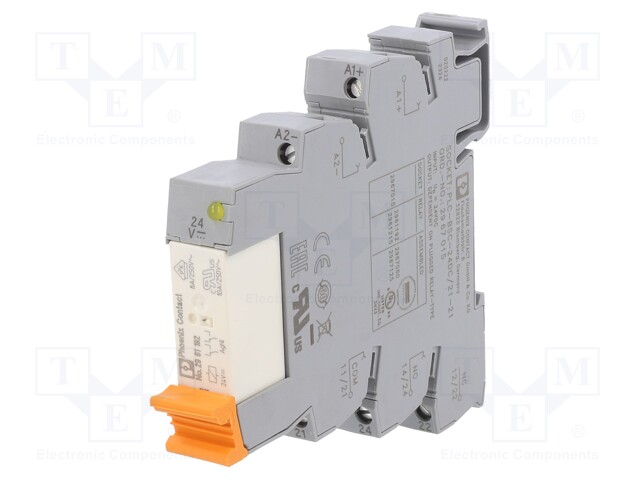 RELE: LIITÄNTÄ - DPDT - UKELAN: 24VDC - 6A - 3A/250VAC - 2A/24VDC - IP20 - Elektromagneettiset relesarjat - PLC-RSC-24DC21-21 - 1