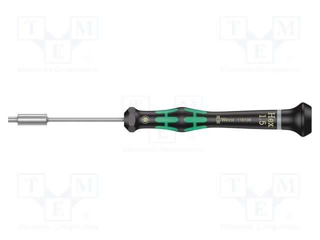 SCREWDRIVER: PRECISION - 6-ANGLES SOCKET - HEX 1.5MM - Ruuvimeisselit ja sarjat - WERA.05118108001 - 1