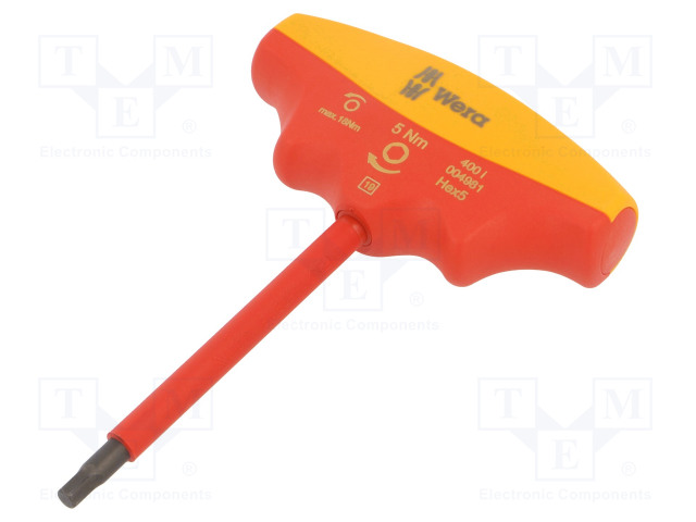 SCREWDRIVER: INSULATED - TORQUE - HEX KEY - HEX 5MM - 1KVAC - MAX.5NM - Ruuvimeisselit ja sarjat - WERA.05004981001 - 1