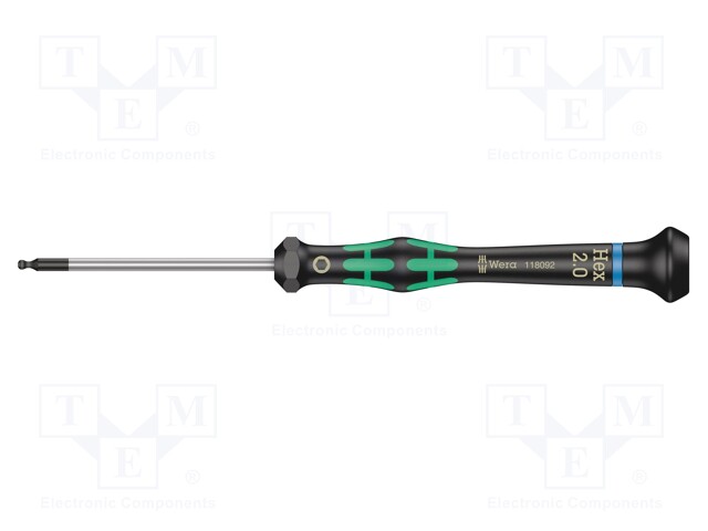 SCREWDRIVER: PRECISION - HEX KEY,SPHERICAL - HEX 2MM - Ruuvimeisselit ja sarjat - WERA.05118092001 - 1