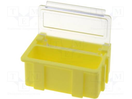 SÄILIÖ: LAATIKKO - KANNEN KANSSA - ESD - LÄPINÄKYVÄ,KELTAINEN - ESD rasiat, laatikot - SMDBOXN22341 - 1