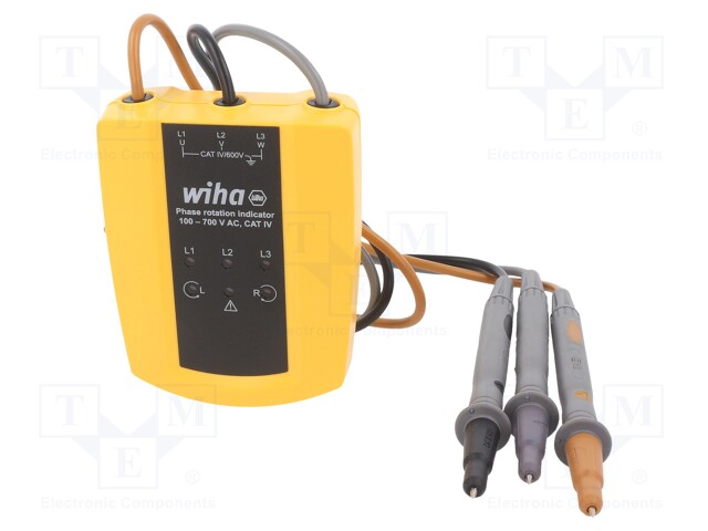 TESTERI: VAIHEJÄRJESTYS - VARUSTUS: MITTAUSJOHDOT (3 KPL.) - Sähköverkostojen testerit ja mittarit - WIHA.45221 - 1