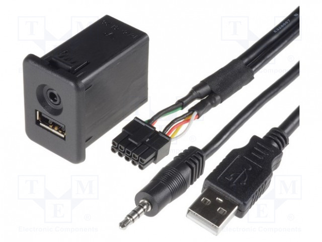USB/AUX-ADAPTERI - OPEL - JACK 3,5MM 4PIN PISTORASIA,USB A RASIA - Autopistokelaturit ja virtalähteet - USB.OPEL.01 - 1