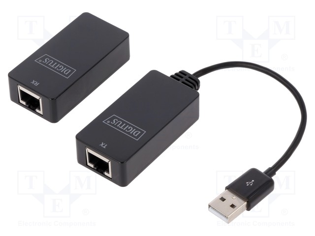 USB JAKAJA - USB 2.0 - MUSTA - LAAJENNIN ETHERNET-KAAPELILLA - USB kaapelit ja adapterit - DA-70141 - 1
