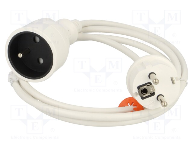VERKKOJATKOKAAPELI - 3X1MM2 - 1,5M - PVC - VALKOINEN - 10A - STANDARD - Jatkojohdot ja -haaroittimet - W-97411 - 1