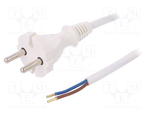 KAAPELI - 2X1MM2 - CEE 7/17 (C) PISTOKE,JOHDOT - PVC - 4M - VALKOINEN - Tietokone- ja  laitejohdot - W-98341 - 1