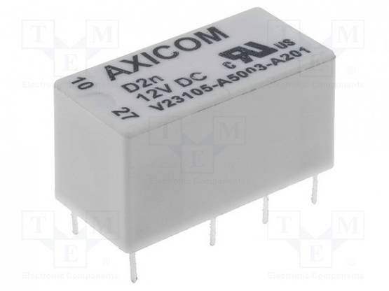 RELE - DPDT - UKELAN: 12VDC - IKOSKETINTEN MAX: 3A - Pienoisreleet - V23105A5303A201 - 1