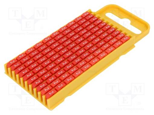 MERKIT - MERKINTÄ: 2 - 4,3÷5,3MM - POLYAMIDI - PUNAINEN - -40÷85°C - WIC - Kaapeleiden merkintä - WIC3-2-PA-RD-C1 - 1